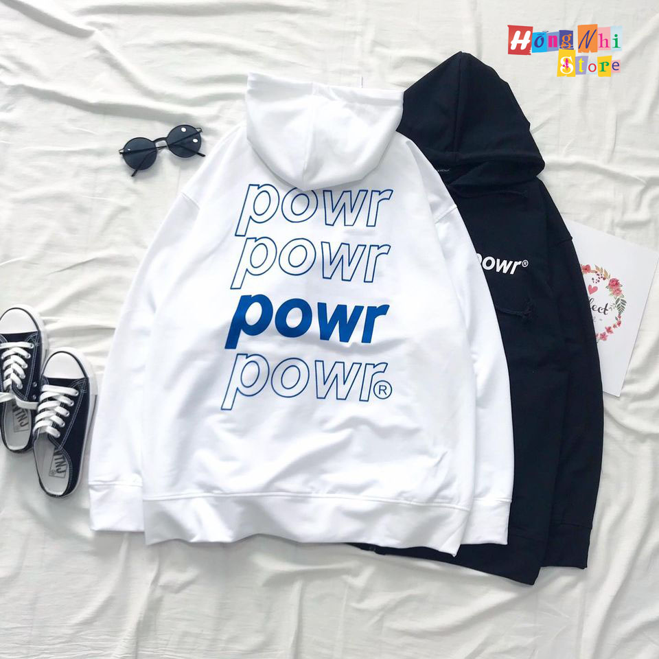 Áo Khoác Hoodie Zip In Hình POWR Oversize Ulzzang Unisex Dáng Rộng - MM