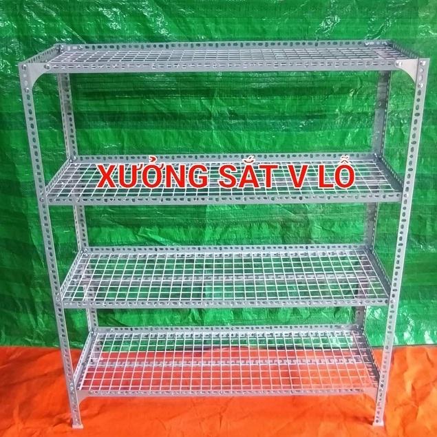 kệ sắt v lỗ ( vỉ lưới sắt ô vuông) rộng 20cm x Dài 1,2m (Cao từ 60cm đến 1,5M) nhiều tầng kệ