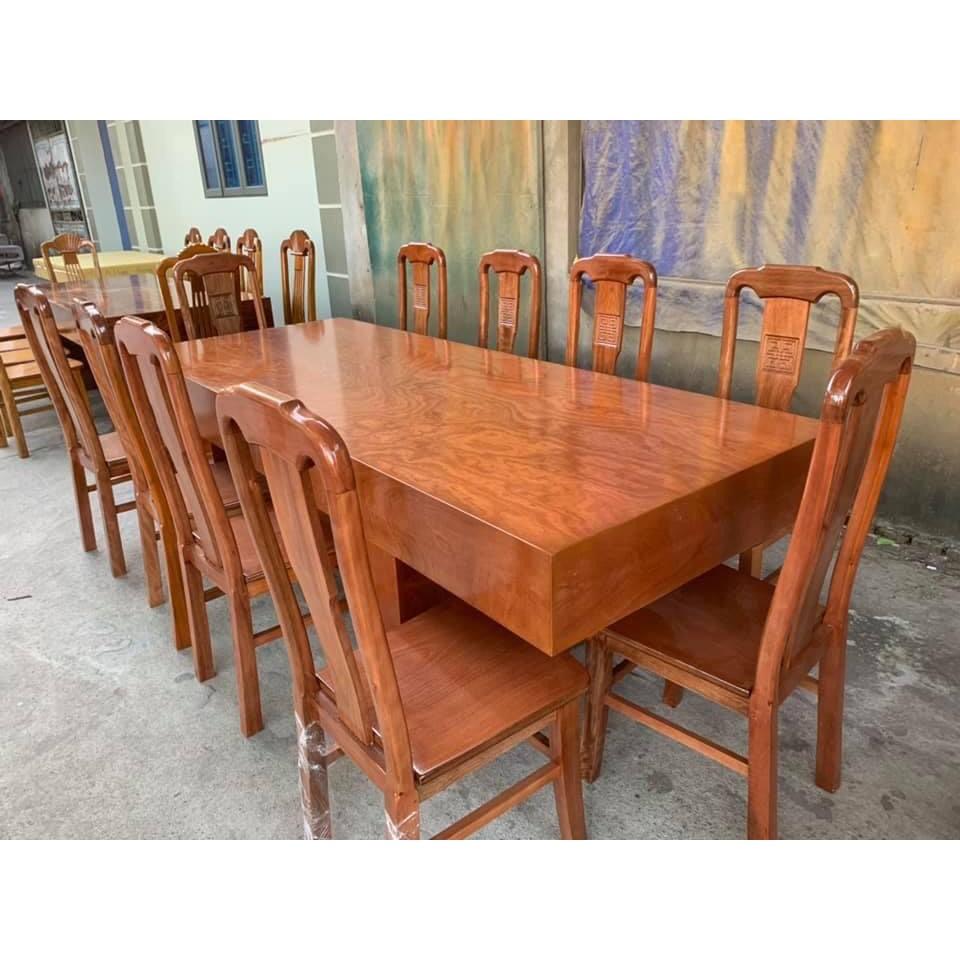 Bộ bàn ăn 10 ghế mặt giả nguyên khối