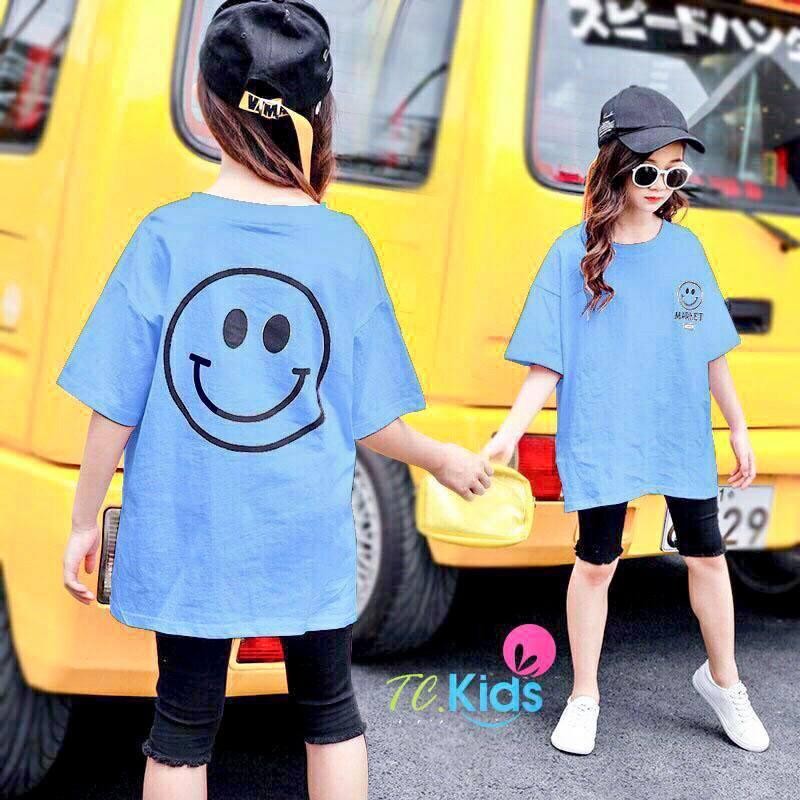 Bộ bé gái mặt cười áo rộng quần ôm lửng cute sang chảnh hàng vnxk
