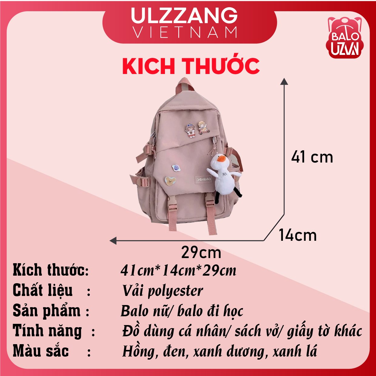 Balo nữ đi học thời trang Ulzzang Hàn Quốc, cặp sách đẹp hàng cao cấp dễ thương, túi xách học sinh chống nước.