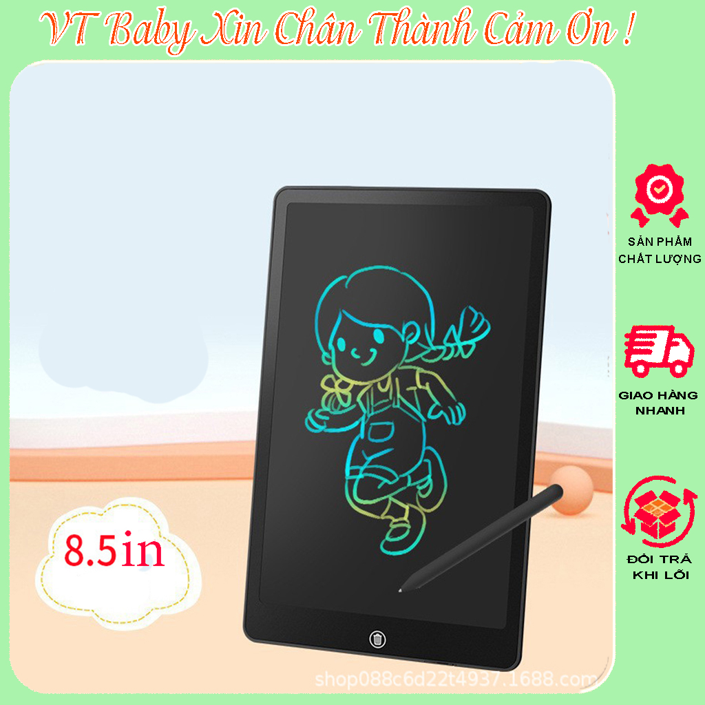 Bảng Viết LCD Tự Xóa Thông Minh Cao Cấp Cho Bé (Đơn Sắc, Đa Sắc - 8.5 Inch)