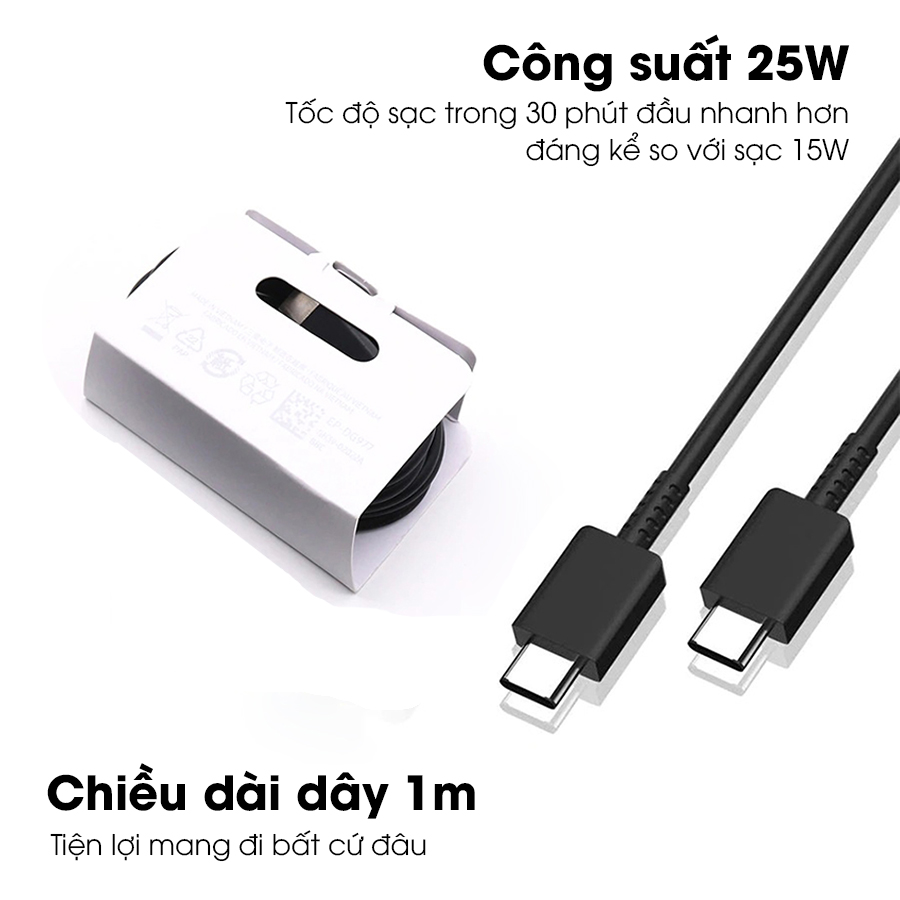 Dây cáp sạc nhanh 25w Type C to Type C 2 đầu USB C độ dài 1m chuẩn PD Handtown - Hàng Chính Hãng