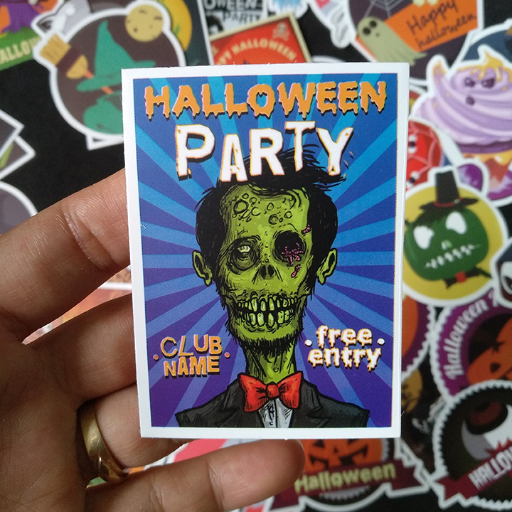 Bộ Sticker dán cao cấp chủ đề HALLOWEEN - Dùng dán Xe, dán mũ bảo hiểm, dán Laptop