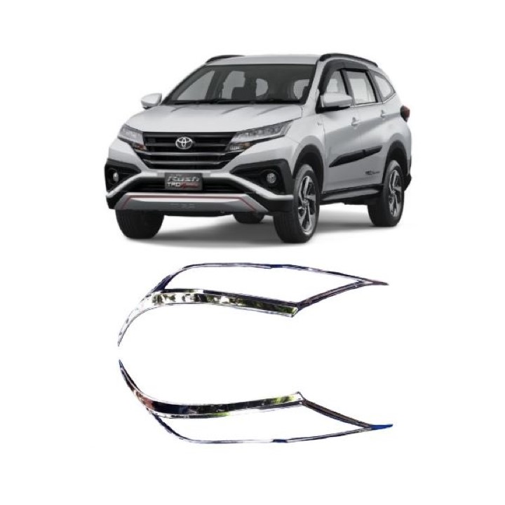 BỘ ỐP VIỀN ĐÈN TRƯỚC MẠ CROM DÀNH CHO XE TOYOTA RUSH 2018-2019