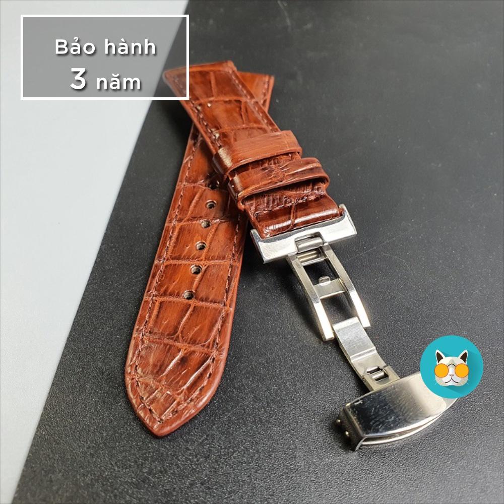 Dây đồng hồ da cá sấu AL107 – Nâu đỏ Size 20/ Size22