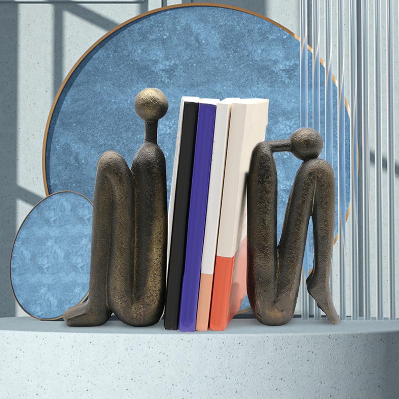 Thinker Bookends Figurine Bookend Sculpture Ornament Living Room Desktop Decorative Bookends Book Stand Nordic Bookends for Shelves