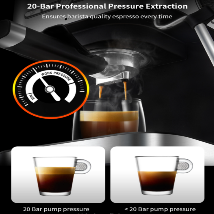 Máy pha cà phê Espresso kết hợp tạo bọt sữa Cappuccino thương hiệu của mọi nhà BioloMix CM6866, ngăn chứa nước 1.5L, áp suất 20 bar- Hàng chính hãng