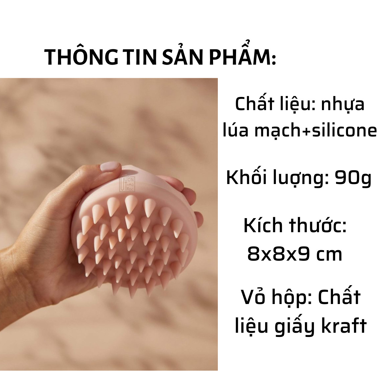 Hình ảnh Lược Gội Đầu Massage VƯỜN THẢO MỘC ORGANIC Chất Liệu Gai Silicone, Vỏ Nhựa Lúa Mạch Thân Thiện Môi Trường