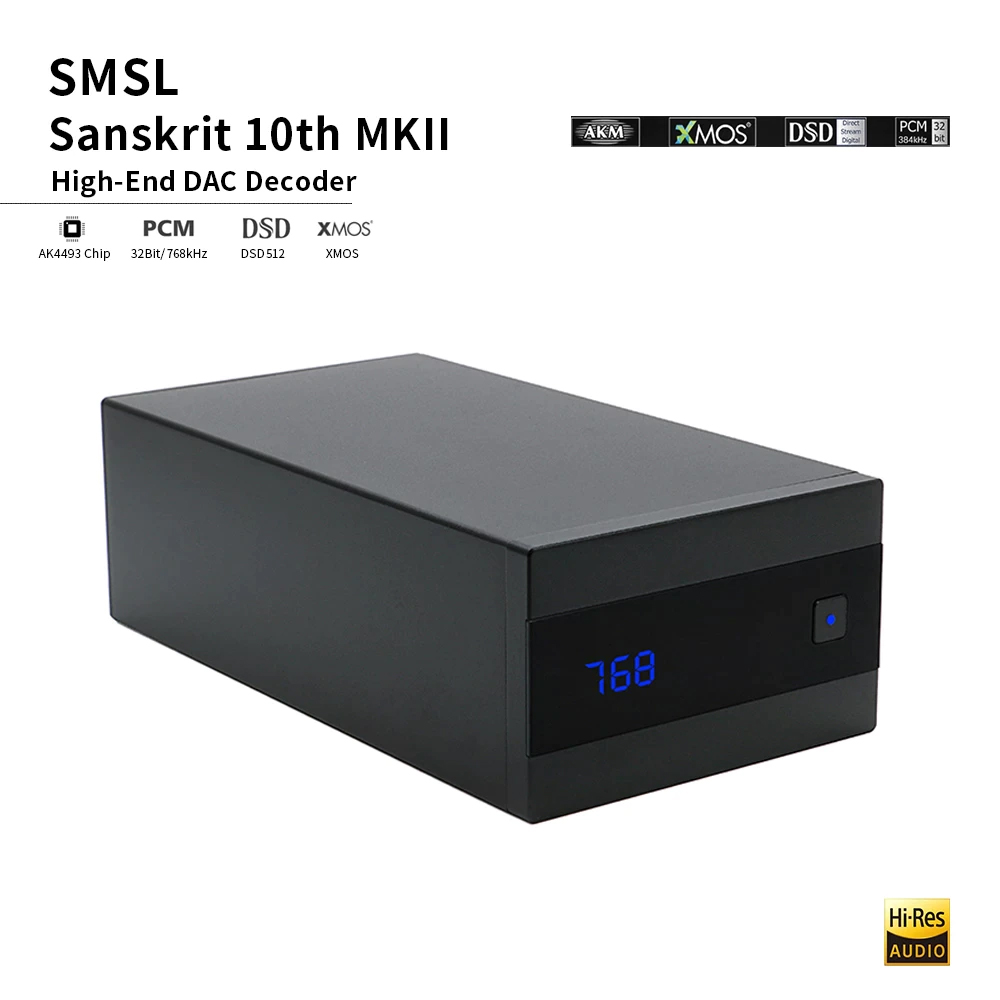 Bộ Giải Mã  Âm Thanh DAC S.M.S.L Sanskrit MKII  Phiên Bản Giới Hạn Kỷ Niệm 10 Năm Thành Lập Chipset Xử Lý AK4493 PCM 32Bit/768kHz Hỗ Trợ Nghe Nhạc DSD512 Qua Cổng USB - Hàng Chính Hãng