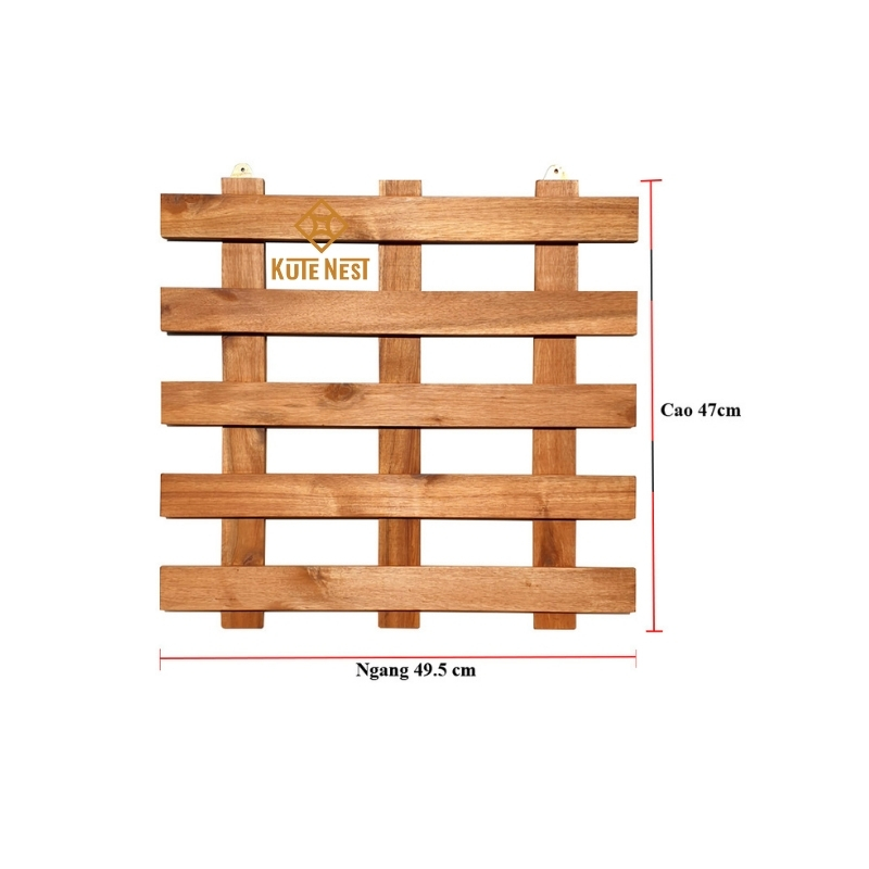 Bộ 2 khung gỗ treo tường trang trí ban công và tường trong nhà, chất liệu gỗ tràm chuyên dùng ngoài trời - Hàng loại A - KT Ngang 49.5 x Cao 47 cm x 2 khung - Kute Nest