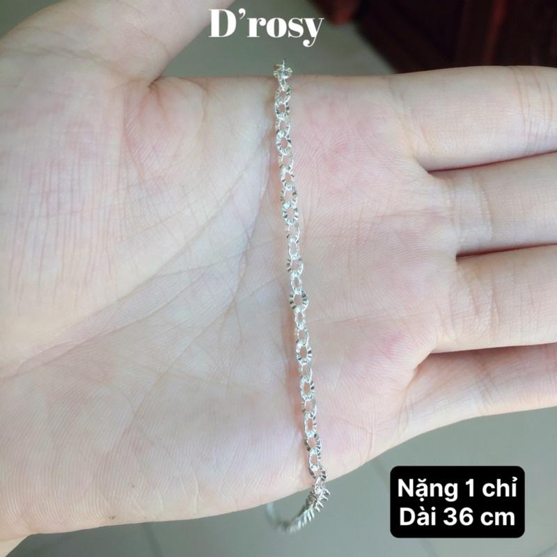 Dây chuyền chữ O phay, dây xoắn k phay, dây dẹt xoắn cho bé yêu dài 36-37 cm chuẩn bạc ta nguyên chất