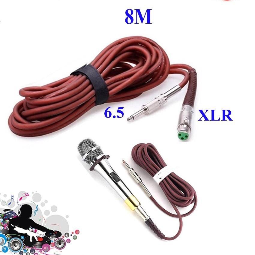 Dây Micro Karaoke dài 8M Shuboss cáp canon cái XLR ra đầu 6 ly đực 6.5mm dây chống tạp âm nhiễu cực tốt cho dàn Karaoke