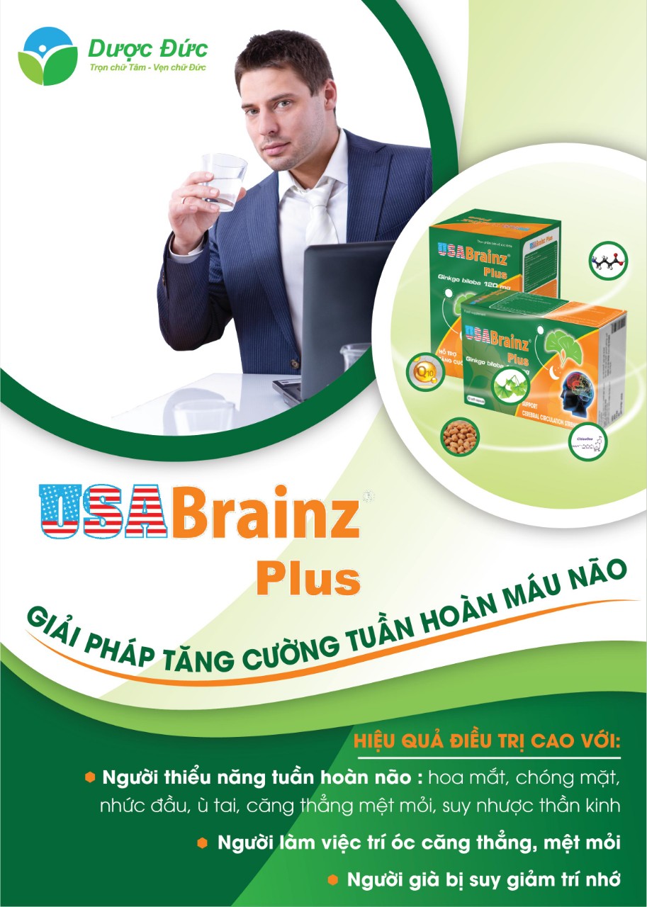 Viên Uống Bổ Não USABrainz Plus Ginkgo Biloba 120mg - Tăng cường tuần hoàn não - 100 Viên