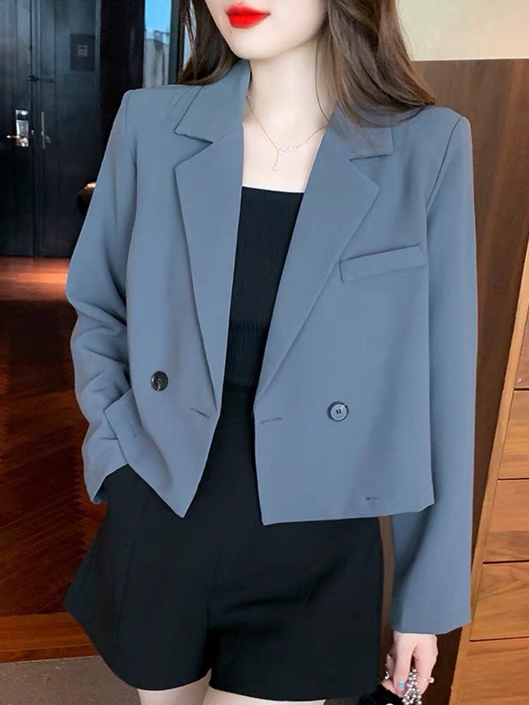 Áo blazer nữ dáng croptop dài tay Áo vest công sở nữ mùa đông dáng ngắn chất liệu tuyết mưa 2 lớp sang trọng thanh lịch