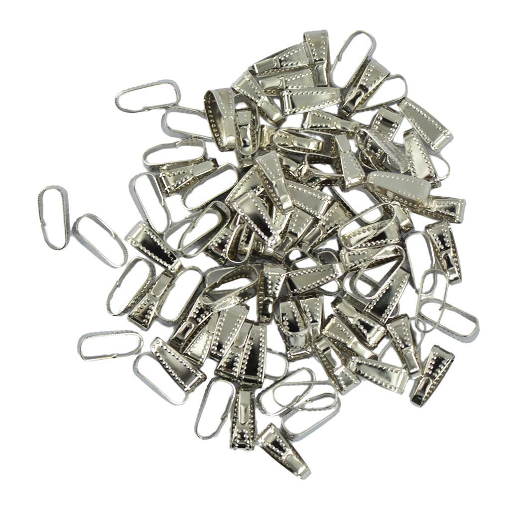 100Pcs 11 Mm Dot Pattern Brass Spring Bail Connector Clasps DIY Jewelry Gold - Silver