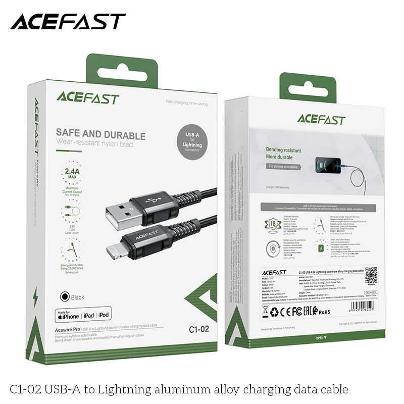 Cáp Sạc Acefast Lightning 1.2m C1-02 - Hàng Chính Hãng