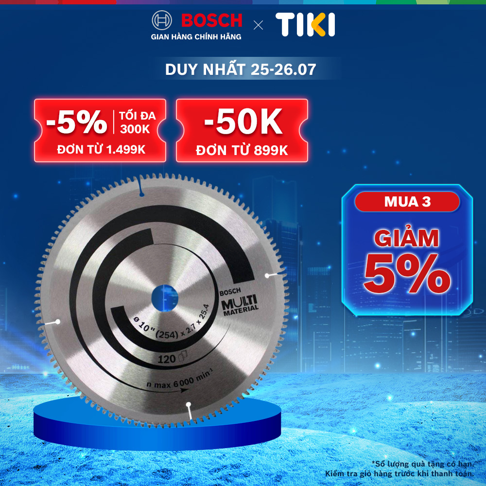 Lưỡi cắt nhôm Bosch đa năng 254x25.4/16mm T120 độ chính xác cao