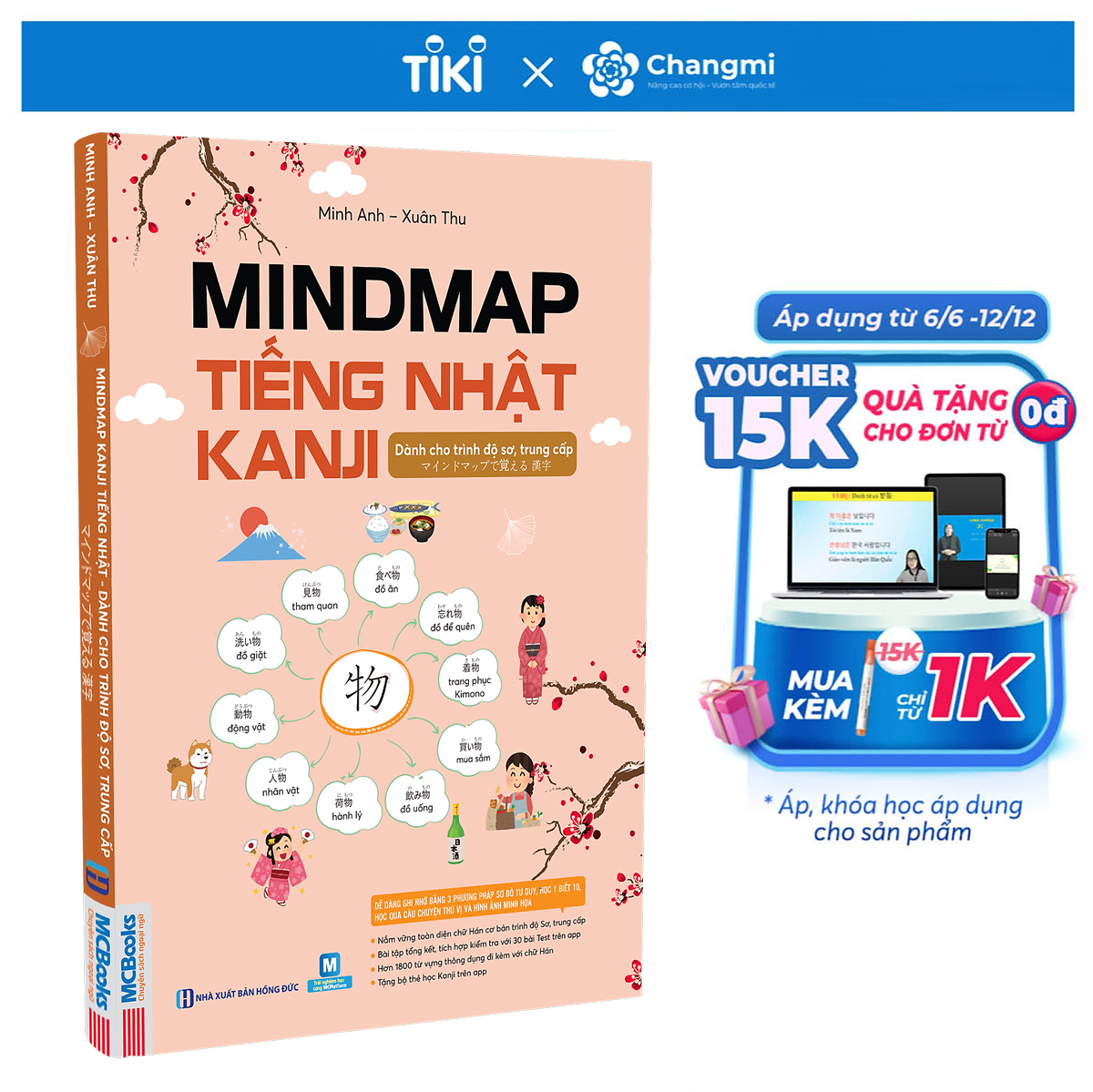 Mindmap Kanji tiếng Nhật – Dành cho trình độ sơ, trung cấp - Học kèm app