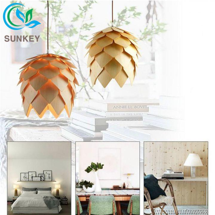 Đèn Gỗ Trang Trí Thả Trần Quả Thông - Kích Thước 50x45cm - Chất Liệu Gỗ Plywood Nhập Khẩu - Trang Trí Mọi Không Gian