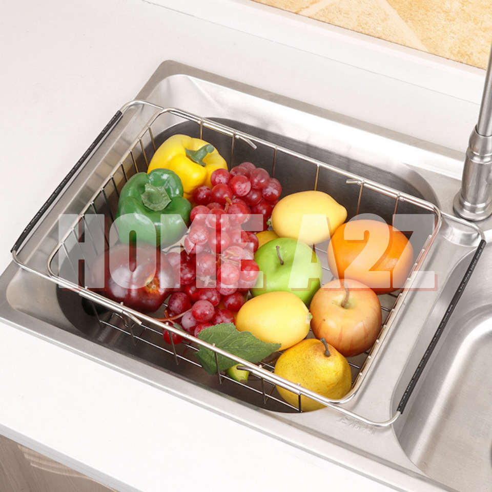 Giá Rổ Inox Rửa Rau Củ Đa Năng Nhà Bếp, Rổ Úp Chén Bát Thu Gọn Tiện Lợi