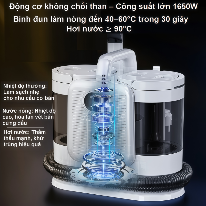 Máy giặt nệm, thảm, sofa bằng hơi nước nóng 4 trong 1 thương hiệu Nga cao cấp DSP KD2065 - Hàng nhập khẩu