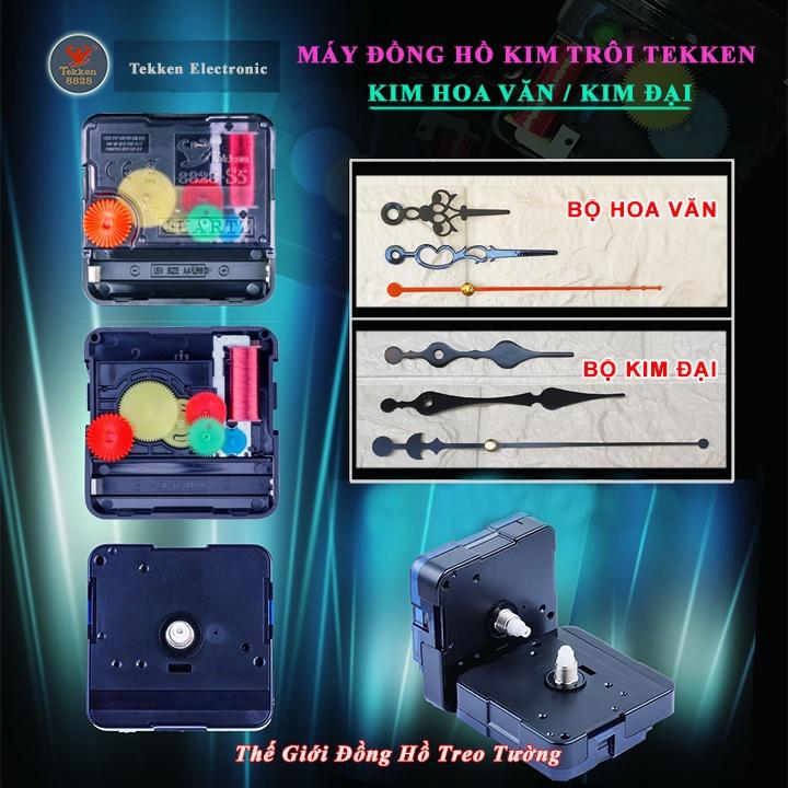 Máy Đồng Hồ Treo Tường KIM TRÔI Cao Cấp TEKKEN + Bộ Kim HOA VĂN / Kim ĐẠI + Pin Maxell + Bảo Hành 1 Năm
