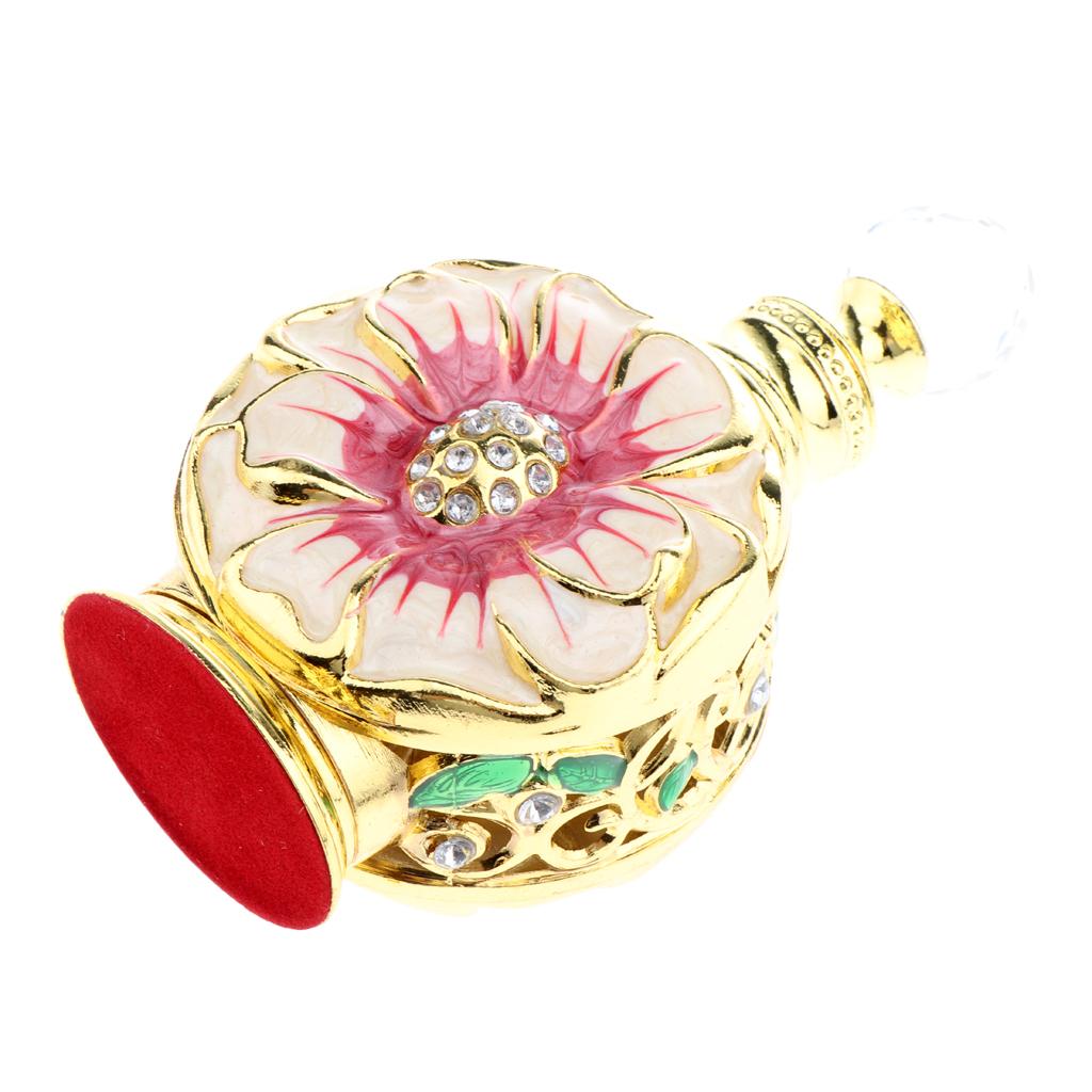 Vintage Antique Empty Refillable Perfume Essential Oil Bottle Container Red Gold