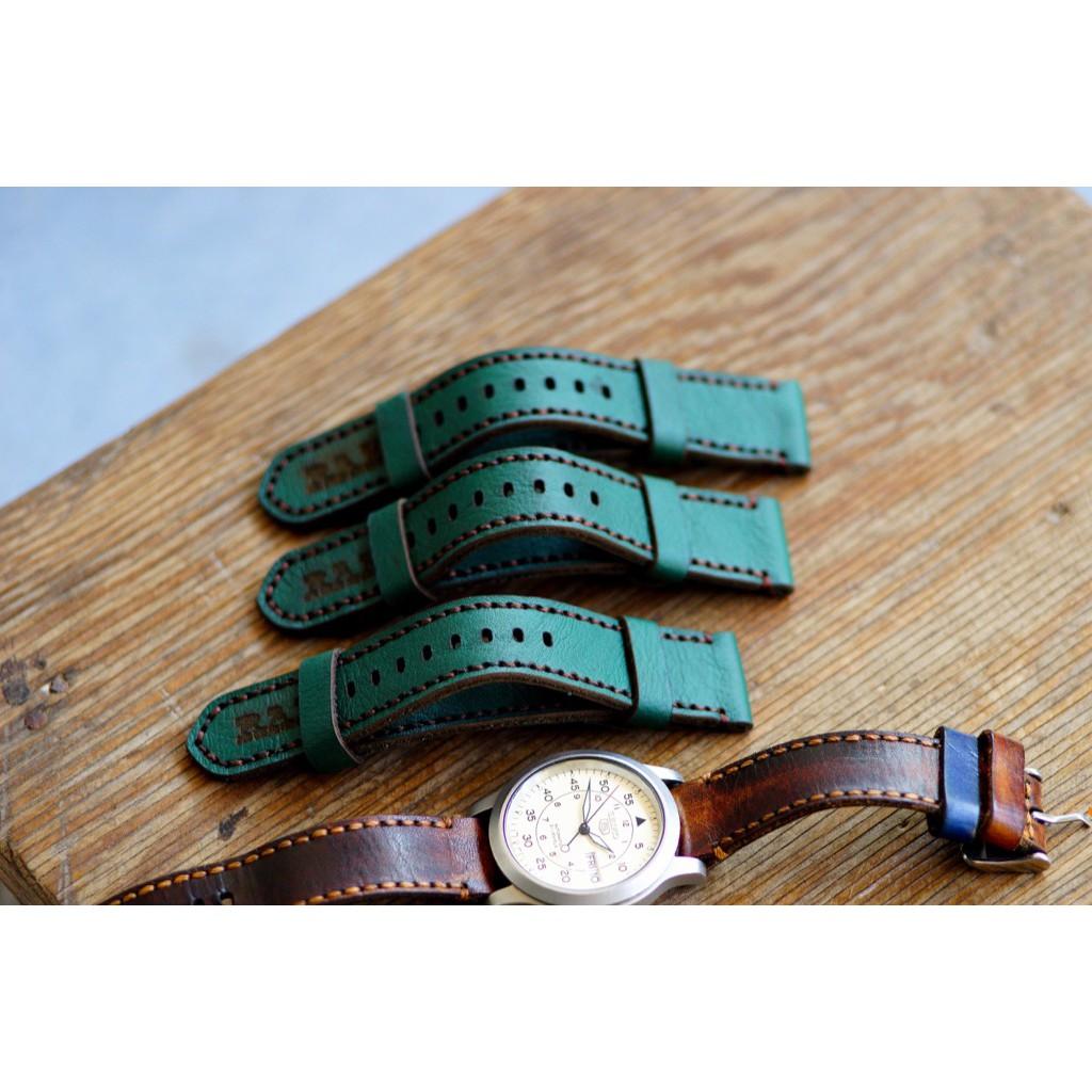 COMBO dây đồng hồ Bundstrap RAM B2 và dòng RAM Green   Da bò xanh lục