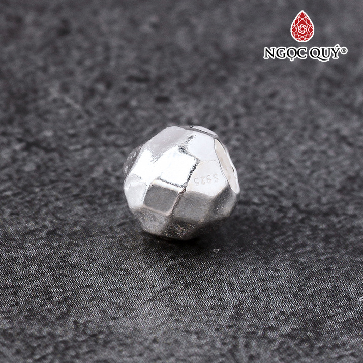 Charm bạc tròn 3D nổi xỏ ngang - Ngọc Quý Gemstones