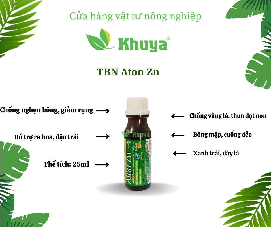 Phân bón vi lượng Aton Zn 25ml Ra hoa - Đậu trái - Dai cuống