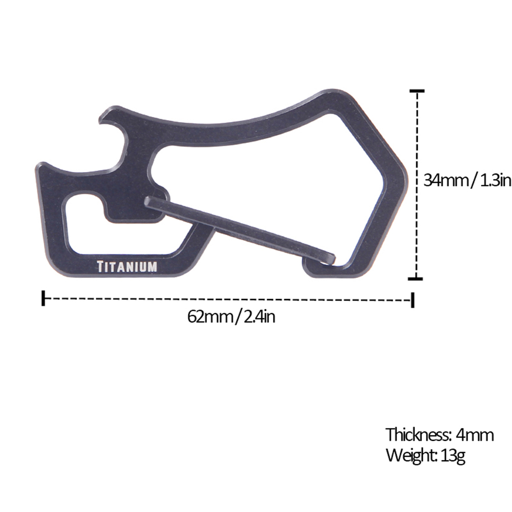 Móc Khóa Carabiner Titanium Tích Hợp Dụng Cụ Mở Nắp Chai