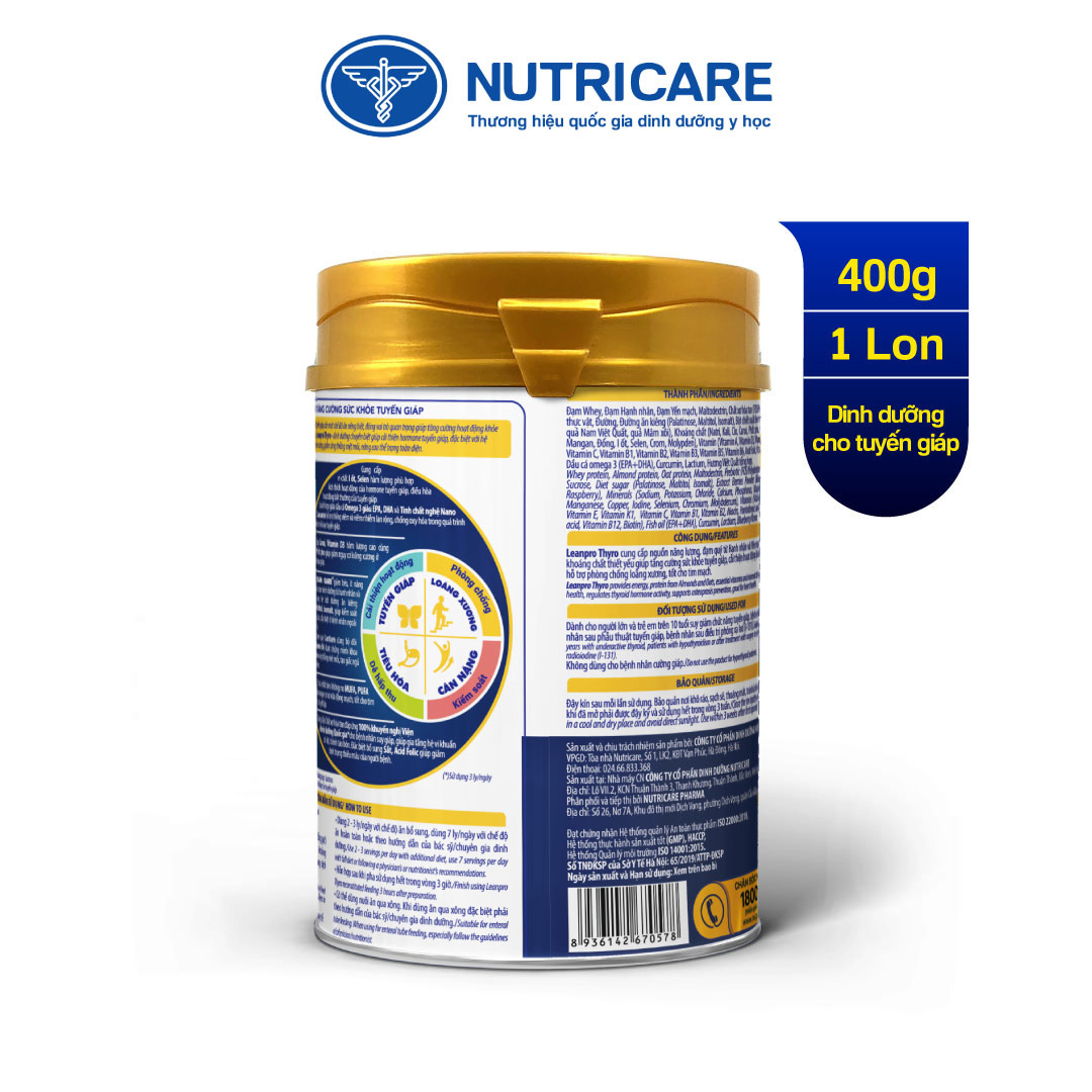 01 lon sữa Leanpro Thyro 400g - Sữa dành cho người bệnh tuyến giáp