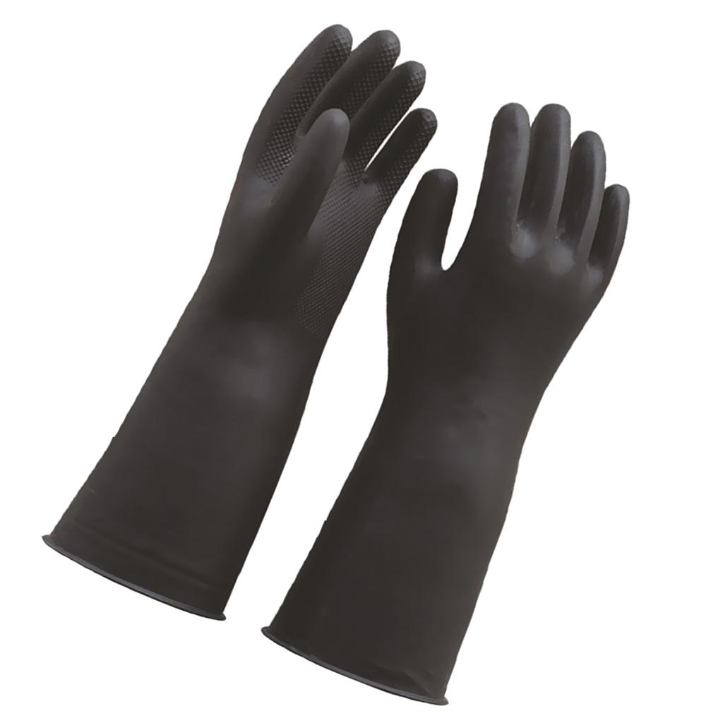 2 Pcs Black Latex Rubber Work Safety Gloves Garden Washing Housework Gloves