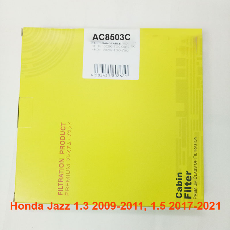 Lọc gió điều hòa cho xe Honda Jazz 1.3 2009-2011 và Honda Jazz 1.5 2017-2021 80292-T5R-A01 mã AC8503-9