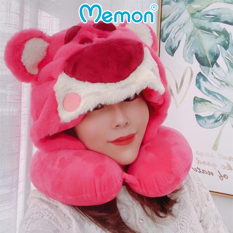 Gối Kê Cổ Kèm Nón Cao Cấp Memon (Gối Cổ Kuromi, Gối Cổ Stitch, Gối Cổ Lotso)