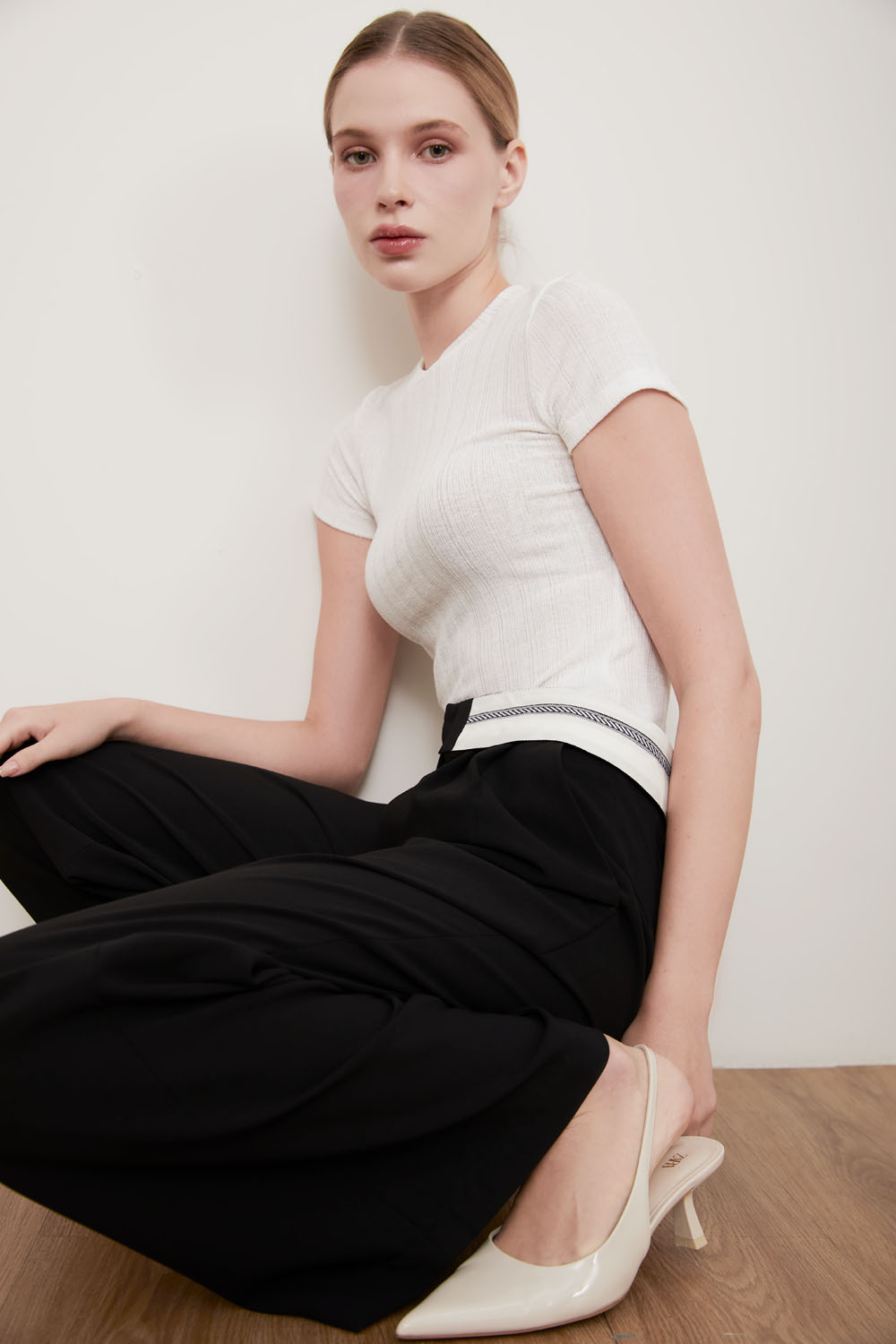 DOTTIE - Quần tây lưng trang trí - Đen - Q0322