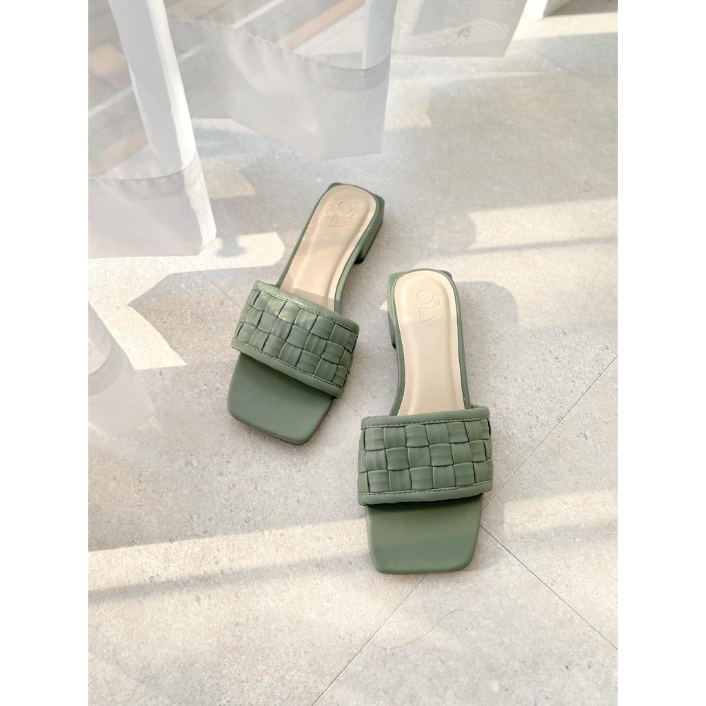 OLV - Giày Basket Weave Slide Sandals