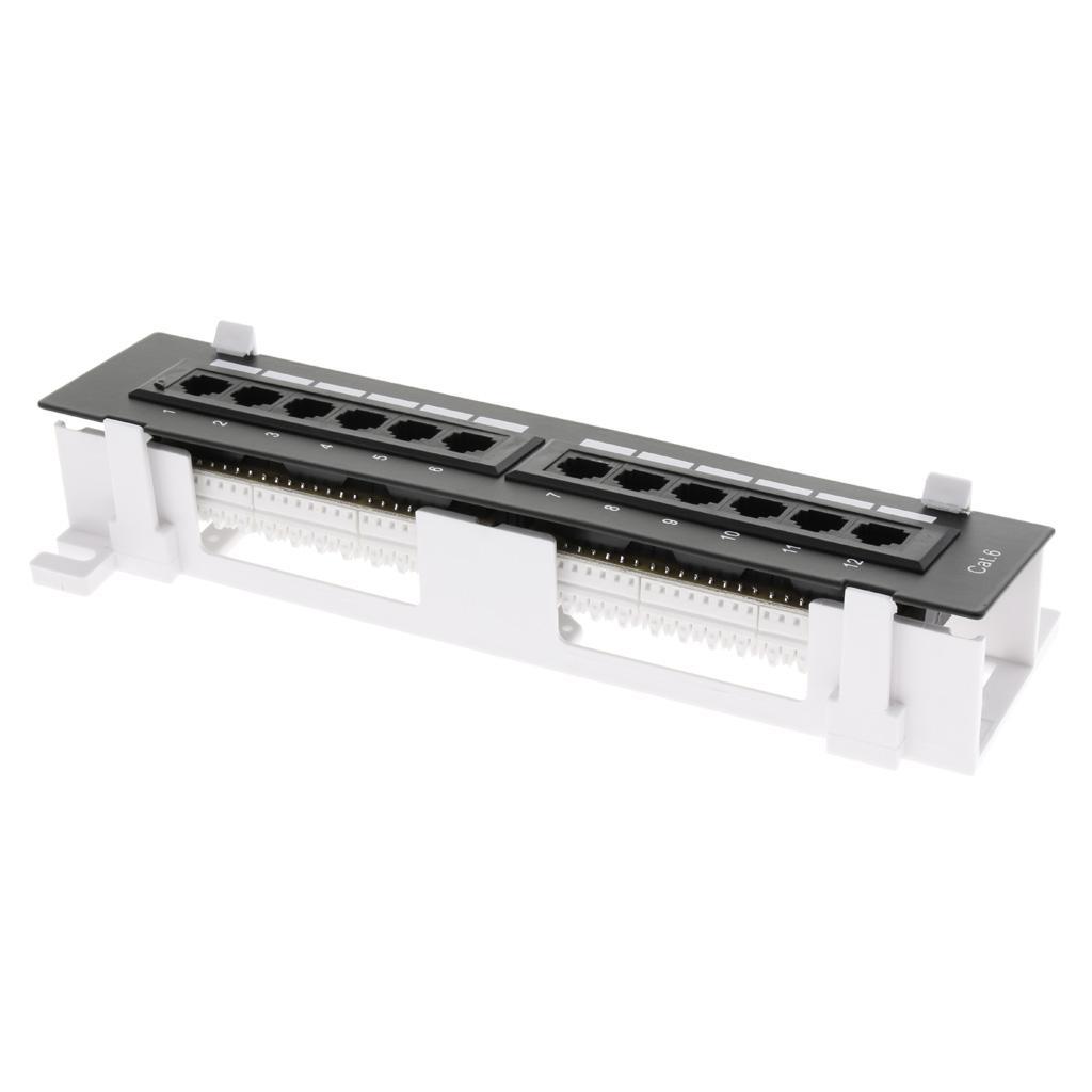 12-port Cat5e/6 UTP LAN Wall Mount Patch Panel Surface Wall Mount Bracket