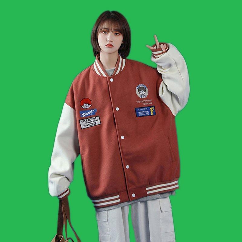 Áo khoác Bomber Varsity Jacket Dinner, áo bomber nam nữ unisex chất nỉ bông JFgenz