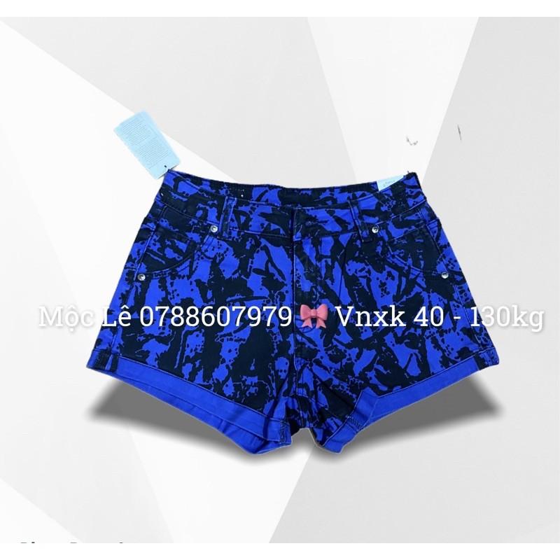 Quần sọt jean size 28 xanh hoạ tiết