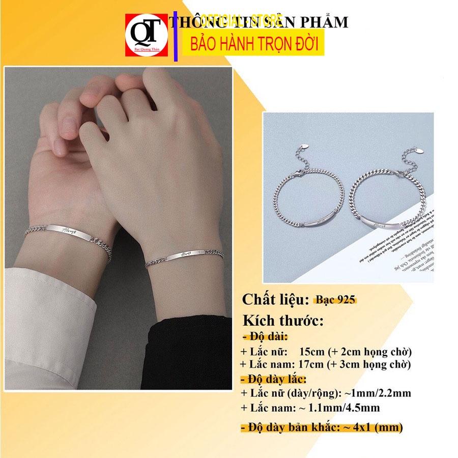 Lắc tay cặp nam nữ Unisex bạc ta khắc chữ theo yêu cầu trang sức Bạc Quang Thản - QTLTNU25