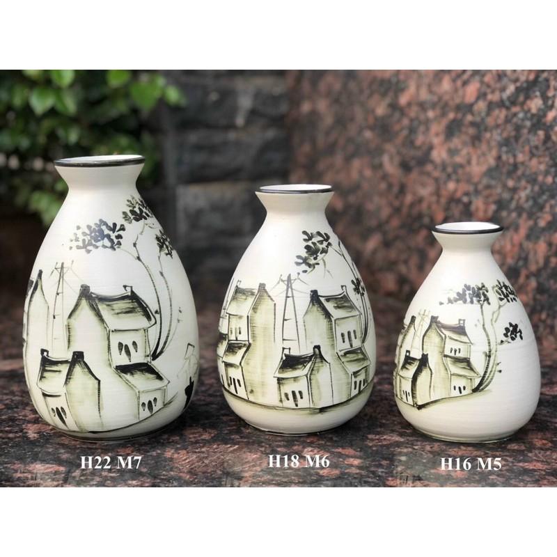 Set 3 bình cắm hoa-trang trí decor. Gốm sứ Bát Tràng.