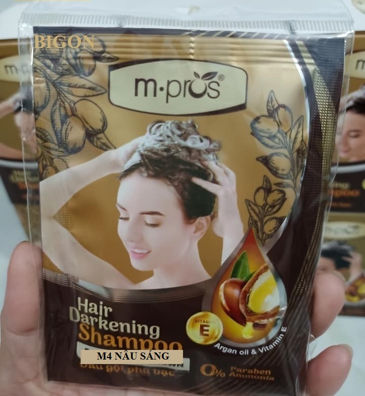 [Nâu Cà Phê -M4] Dầu Gội Nhuộm Tóc Nâu Phủ Bạc Siêu Dưỡng M.PROS 25ml - M4