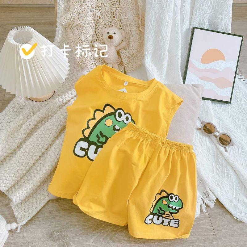 Bộ quần áo sát nách, bộ ba lỗ hình khủng long cotton 8-20kg