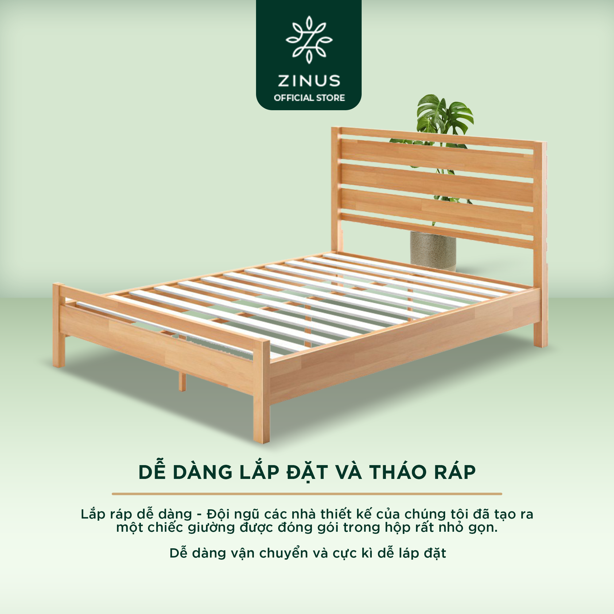 Giường Ngủ Zinus Gỗ Tự Nhiên Sang Trọng Aimee Wood Platform Bed Frame