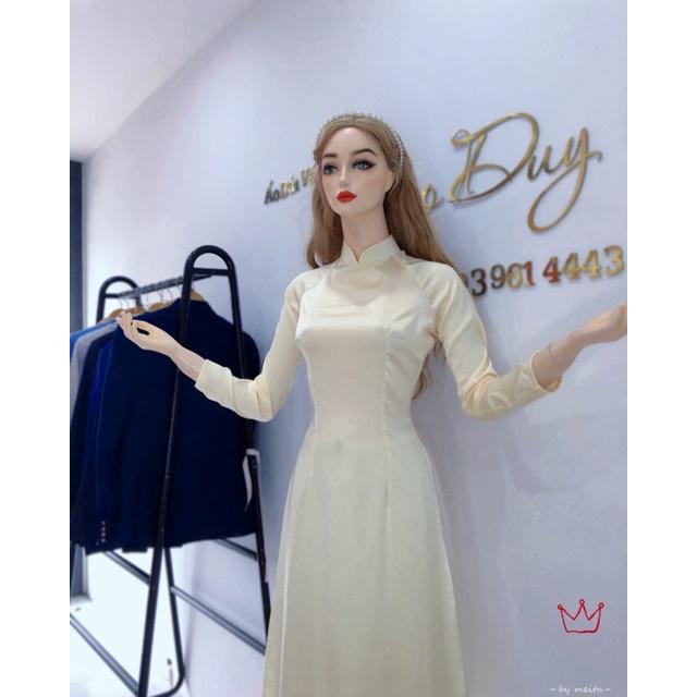 Áo dài truyền thống trơn lụa thiết kế nhiều màu thegioiaodaivaycuoi