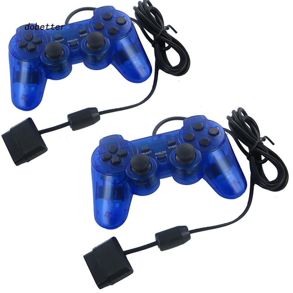 Tay cầm PS2 xanh dương trong suốt có rung PlayStation PC - tương thích với PS1