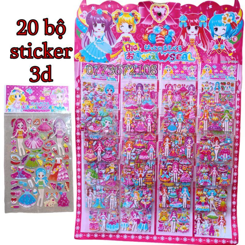 20 bộ sticker Nổi 3d hình dán công chúa thay đồ