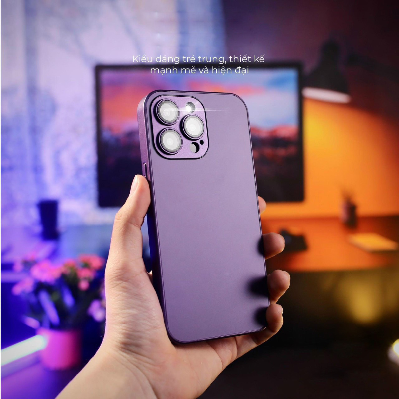 Ốp lưng tím bảo vệ camera cho iPhone 11 12 13 14 Pro Max hiệu HOTCASE Filada Tranform Case - siêu mỏng 1.5mm, mặt lưng siêu mềm mịn, có gờ bảo vệ camera - hàng nhập khẩu